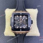 BBF Super Clone Hublot Square Bang Unico King Rose Gold Ceramic Bezel Black Strap